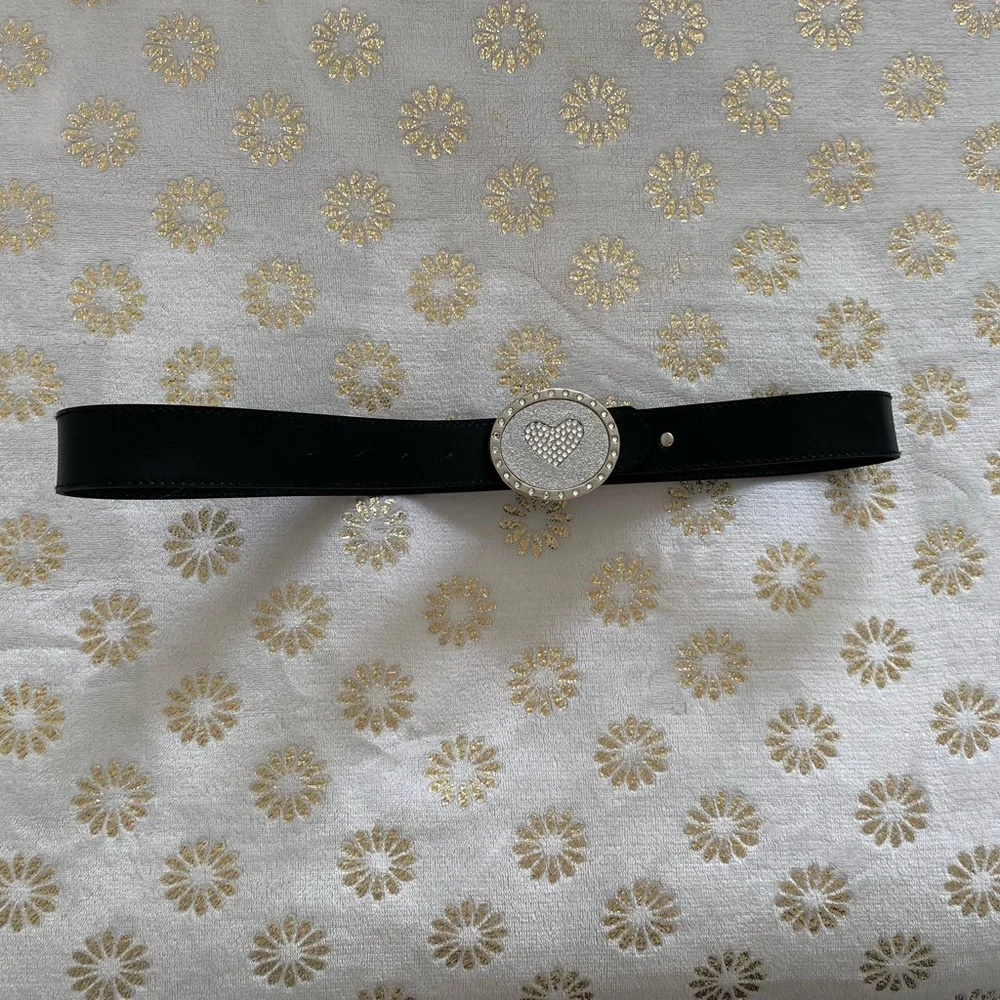 Limited Too Black Belt with Silver Heart Buckle